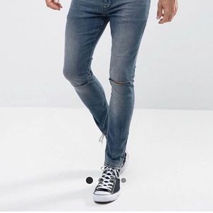 Men’s ASOS smokey blue with knee rips jeans
